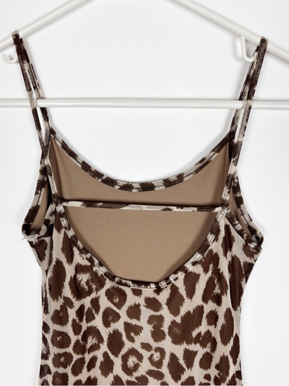 See You Monday Dress Size XS Leopard Print Mesh Overlay Maxi Open Back - Picture 4 of 7